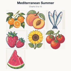 The remaining 7 cross stitch charts in the Mediterranean Summer bundle