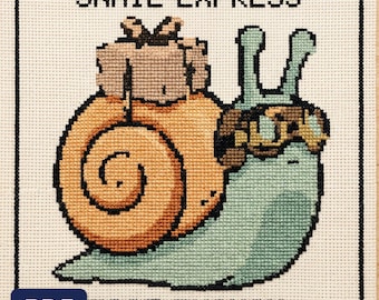 Snail Express Cross Stitch Pattern, Funny Snarky Snail Chart, Vintage Wall Decor (PDF Download)