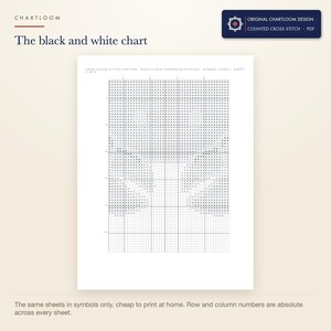 The black and white symbol chart from the crab cross stitch pattern PDF, symbols only