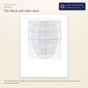The black and white symbol chart from the a honeybee cross stitch pattern PDF, symbols only