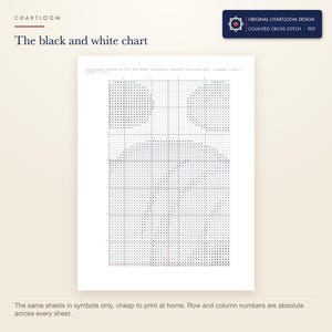 The black and white symbol chart from the hedgehog cross stitch pattern PDF, symbols only