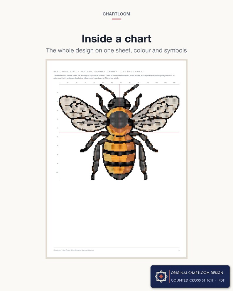 A whole cross stitch chart from the bundle showing the colour symbols and grid