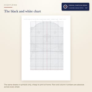 The black and white symbol chart from the otter cross stitch pattern PDF, symbols only