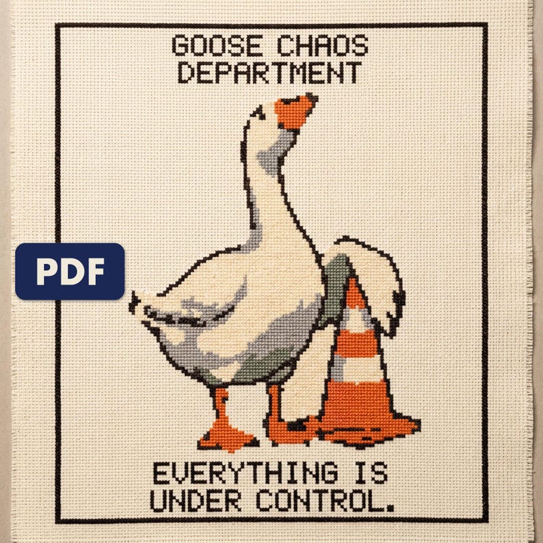 A chart from the The Departments bundle shown worked and framed