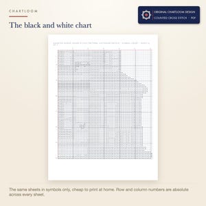 The black and white symbol chart from the haunted house cross stitch pattern PDF, symbols only
