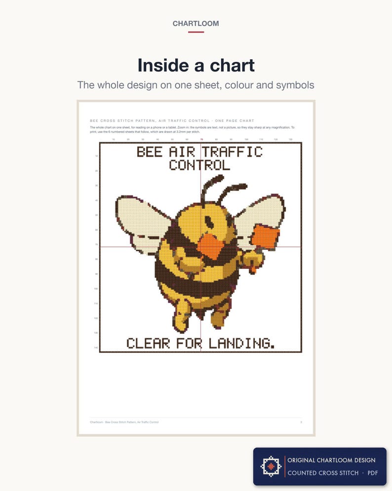 A whole cross stitch chart from the bundle showing the colour symbols and grid
