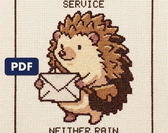 Hedgehog Postal Service Cross Stitch Pattern, Funny Snarky Chart (PDF Download)