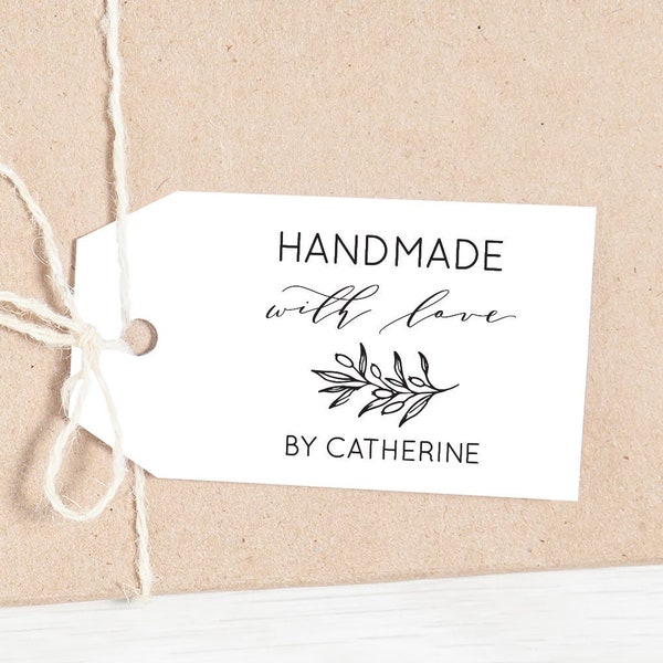 Handmade with Love, Custom Business Stamp, Made by Stamp, Small Business Stamp, Wooden or Self-Inking Stamper