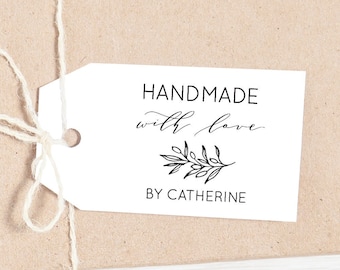 Handmade with Love, Custom Business Stamp, Made by Stamp, Small Business Stamp, Wooden or Self-Inking Stamper