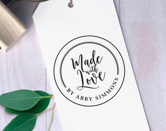 Made with Love Stamp, Handmade with Love, Handmade by Stamp, Personalized Custom Stamper, Small Business Packaging