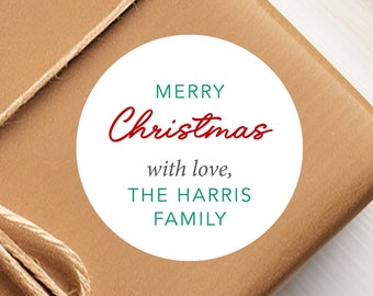 Personalized Christmas Gift Labels, Custom Merry Christmas Stickers for Gift Boxes, Envelope Seals or Gift Wrapping