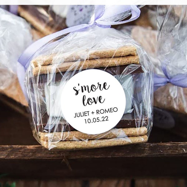 Smore Love Stickers, S'more Love Wedding Favor Labels, Wedding, Bridal Shower, Baby Shower Favor