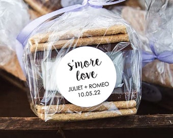 Smore Love-klistermärken, S'more Love-bröllopsgåvor, etiketter, bröllop, bruddusch, babyshowergåva