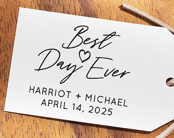 Best Day Ever Stamp with Names and Wedding Date, Custom Wedding Favor Stamper, Wood or Self Inking Ink Stamp