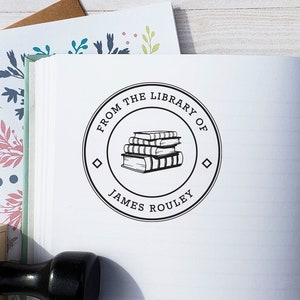 From the Library of Stamp, Custom Library Stamp, Wooden or Self Inking Stamp, Bookplate Stamp, Ex Libris Stamper