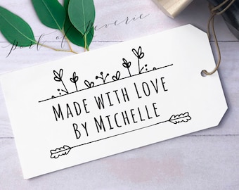 Made with Love Stamp, Handmade with Love, Handmade by Stamp, Personalized Custom Stamper, Small Business Packaging