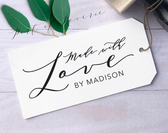 Made with Love Stamp for Small Business Packaging, Homemade with Love, Handmade by Stamp, Personalized Custom Stamper