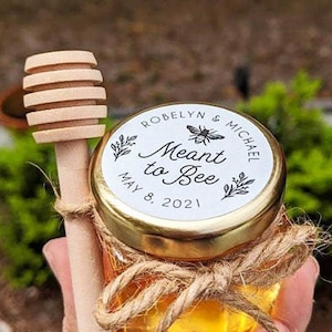 Meant to bee sticker for honey jar favors or seed packet labels, Bee Themed Wedding or Honey Bee Baby Shower Wedding Honey Favor