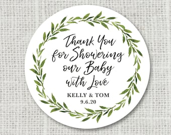 Autocollants de fête de bébé pour les faveurs, autocollants de faveur de verdure, autocollants de fête de fête de la verdure, autocollants de fête