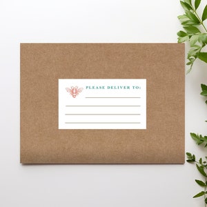 Mailing Labels, Please Deliver to Stickers with Honey Bee, Pack of 16 Blank Recipient Address Stickers for Penpals, Envelope Stickers