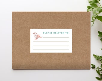 Conjunto de 16 etiquetas de correo, entregue a pegatinas con pajarito, pegatinas de dirección del destinatario en blanco para amigos por correspondencia, pegatinas de sobre