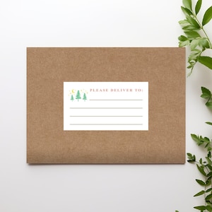 Postetiketten, bezorgen op stickers met bomen en maan, set van 16 blanco adresstickers ontvanger voor penvrienden, envelopstickers