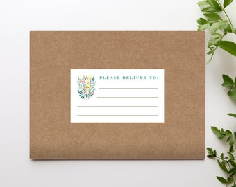 Floral Mailing Labels, Please Deliver to Stickers with Flowers, Pack of 16 Blank Recipient Address Stickers for Penpals, Envelope Stickers