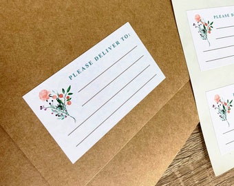 Etiquetas postales florales Paquete de 16 pegatinas de dirección de destinatario en blanco para Penpals, por favor entregue a las etiquetas, pegatinas de sobre