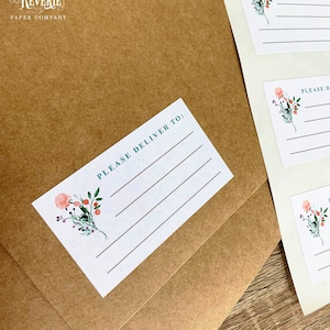 Floral Mailing Labels Pack of 16 Blank Recipient Address Stickers for Penpals, Please Deliver to Labels, Envelope Stickers