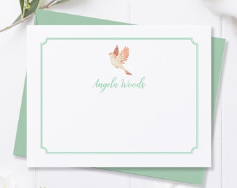 Personalized Baby Stationery, Bird Baby Shower Thank You Cards, From the Nursery of Note Cards, A2 Flat or Folded Stationary with Envelopes