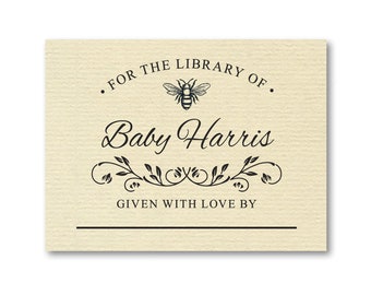 For the Library of Stickers with Honey Bee, Set of Personalized Book Plate Stickers, This Book Belongs to, Library book labels