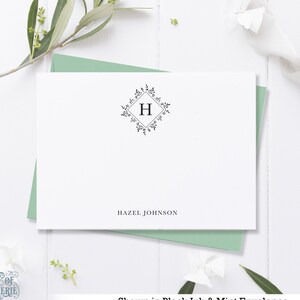 Personalized Monogram Notecard Set, Custom Stationery, Flat Notecards with Envelopes, Personal or Small Business Stationery Thank You Cards