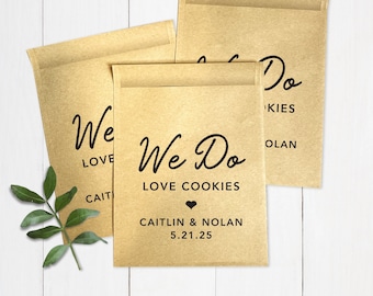 Personalized Cookie Bags, Set of 10 Empty Bags to Fill Yourself, Brown Kraft Bags for Weddings or Baby Showers, We Do Love Cookies