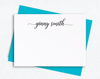 Personalized Stationery Set, Womens or Girls Custom Flat Notecards with Envelopes, Personal or Small Business Stationery Thank You Cards