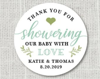Baby Shower Stickers, Thank You Stickers, Baby Shower Stickers For Favors, Baby Shower Labels, Thank You For Showering Our Baby