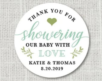 Autocollants de douche de bébé, autocollants de remerciement, autocollants de douche de bébé pour les faveurs, étiquettes de douche de bébé, merci d’avoir douché notre bébé
