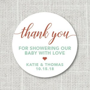 Baby shower stickers, dank u baby shower stickers voor gunsten, aangepaste partij gunst stickers, dank u uitnodiging stickers