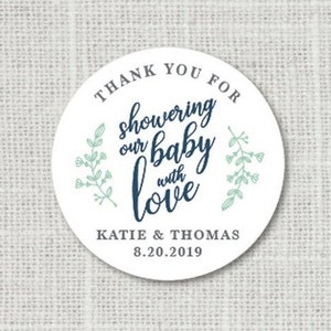 Adesivi per baby shower, adesivi per grazie, adesivi per la baby shower, etichette per feste, grazie per aver fatto la doccia al nostro bambino