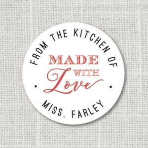 Hergestellt mit Liebe Stickers, personalisiert aus der Küche von Aufklebern für Gastgeschenke, Geschenkaufkleber Gastgeschenk Etiketten, Gebackene Aufkleber
