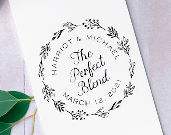 The Perfect Blend Stamp, Wedding Favor Stamp, Tea or Coffee Sleeve Favor Stamper, Coffee Bag Stamp for Gift Tags