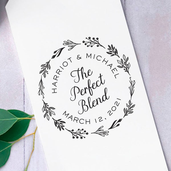 The Perfect Blend Stamp, Wedding Favor Stamp, Tea or Coffee Sleeve Favor Stamper, Coffee Bag Stamp for Gift Tags