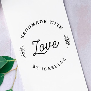 Handmade with Love Stamp, Made with Love Stamp, Small Business Crafter Made By Stamp, Personalized Custom Stamp