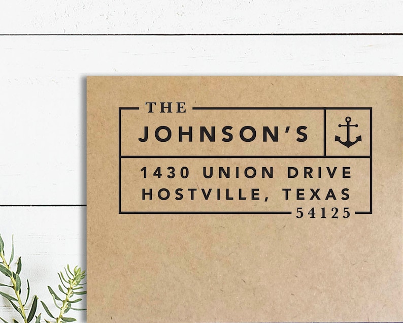 Nautical Address Stamp Self Inking Address Stamp OR Traditional Wooden Rubber Stamp Anchor Return Address Stamp Custom Address Stamp