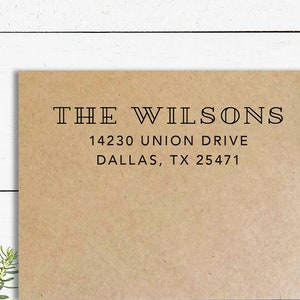 Modern Address Stamp, Custom Return Address Stamp, Self Inking or Wooden Rubber Stamp, Housewarming Gift