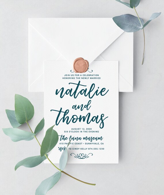 Calligraphy Reception Invitation Template Calligraphy Wedding Etsy