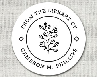 From the Library of Stickers, Custom Library Stickers, Book Stickers, Floral This Book Belongs to Stickers