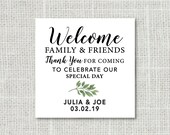 Welcome Wedding Stickers, Wedding Favor Stickers, Greenery Wedding Stickers, Welcome Favor Stickers, Greenery Thank You Stickers
