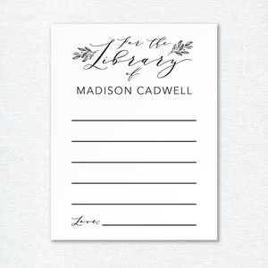 Personalized Bookplate Stickers with Calligraphy, Set of 8 Custom For the Library of Sticker Set, Baby Shower Bookplate