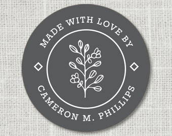 Made with Love Stickers, Handmade with Love, Custom Gift Stickers, Favor Labels, Gift Stickers, Business Stickers