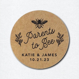 Honingbij baby douche stickers, Ouders om bij stickers voor honing pot gunsten of zaadpakket labels, Baby douche stickers voor honing gunsten